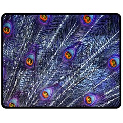 Peacock Feathers Color Plumage Blue Fleece Blanket (medium)  by Sapixe