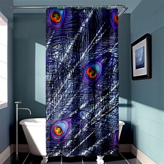 Peacock Feathers Color Plumage Blue Shower Curtain 36  X 72  (stall)  by Sapixe