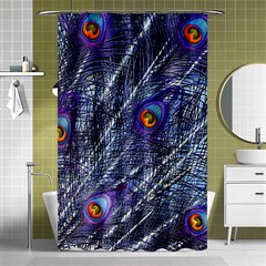 Peacock Feathers Color Plumage Blue Shower Curtain 48  X 72  (small)  by Sapixe