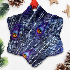 Peacock Feathers Color Plumage Blue Ornament (snowflake) by Sapixe