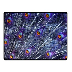 Peacock Feathers Color Plumage Blue Double Sided Fleece Blanket (small)  by Sapixe