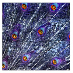 Peacock Feathers Color Plumage Blue Large Satin Scarf (square) by Sapixe