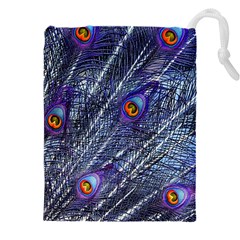 Peacock Feathers Color Plumage Blue Drawstring Pouch (5xl)