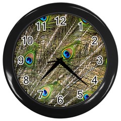 Peacock Feathers Color Plumage Green Wall Clock (black) by Sapixe