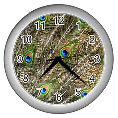 Peacock Feathers Color Plumage Green Wall Clock (silver) by Sapixe