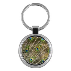 Peacock Feathers Color Plumage Green Key Chain (round) by Sapixe