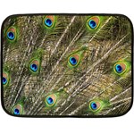 Peacock Feathers Color Plumage Green Fleece Blanket (Mini) 35 x27  Blanket