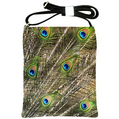 Peacock Feathers Color Plumage Green Shoulder Sling Bag by Sapixe