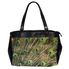 Peacock Feathers Color Plumage Green Oversize Office Handbag (2 Sides) by Sapixe