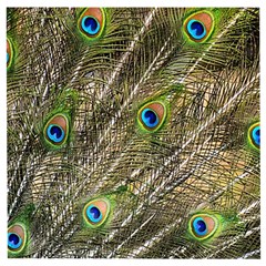 Peacock Feathers Color Plumage Green Wooden Puzzle Square by Sapixe