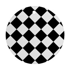 Grid Domino Bank And Black Round Ornament (two Sides) by Sapixe