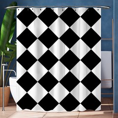 Grid Domino Bank And Black Shower Curtain 60  X 72  (medium)  by Sapixe