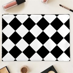 Grid Domino Bank And Black Cosmetic Bag (xxl) by Sapixe