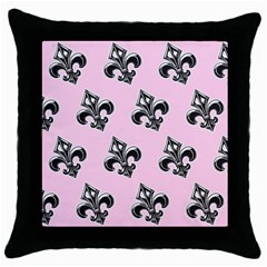 French France Fleur De Lys Metal Pattern Black And White Antique Vintage Pink And Black Rocker Throw Pillow Case (black)