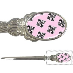 French France Fleur De Lys Metal Pattern Black And White Antique Vintage Pink And Black Rocker Letter Opener by Quebec