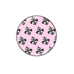 French France Fleur De Lys Metal Pattern Black And White Antique Vintage Pink And Black Rocker Hat Clip Ball Marker by Quebec