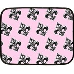 French France Fleur De Lys Metal Pattern black and white antique vintage pink and black rocker Fleece Blanket (Mini) 35 x27  Blanket