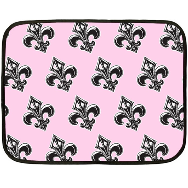 French France Fleur De Lys Metal Pattern black and white antique vintage pink and black rocker Fleece Blanket (Mini)