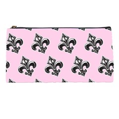 French France Fleur De Lys Metal Pattern Black And White Antique Vintage Pink And Black Rocker Pencil Cases by Quebec