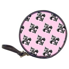 French France Fleur De Lys Metal Pattern Black And White Antique Vintage Pink And Black Rocker Classic 20-cd Wallets by Quebec