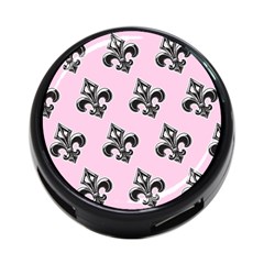 French France Fleur De Lys Metal Pattern Black And White Antique Vintage Pink And Black Rocker 4-port Usb Hub (two Sides) by Quebec