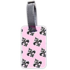 French France Fleur De Lys Metal Pattern Black And White Antique Vintage Pink And Black Rocker Luggage Tag (two Sides) by Quebec