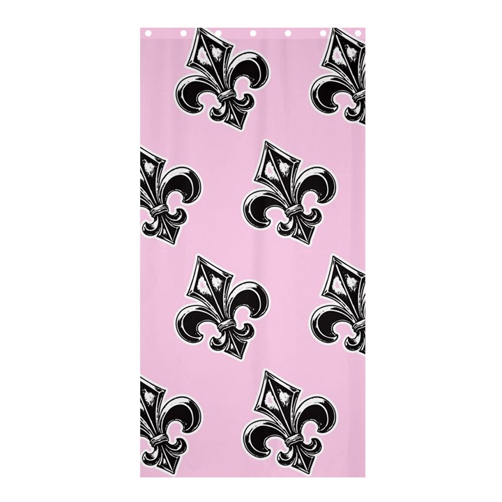 French France Fleur De Lys Metal Pattern black and white antique vintage pink and black rocker Shower Curtain 36  x 72  (Stall) 