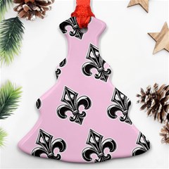 French France Fleur De Lys Metal Pattern Black And White Antique Vintage Pink And Black Rocker Ornament (christmas Tree)  by Quebec