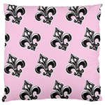 French France Fleur De Lys Metal Pattern black and white antique vintage pink and black rocker Large Cushion Case (One Side) Front