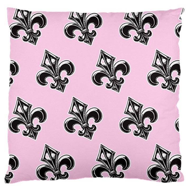 French France Fleur De Lys Metal Pattern black and white antique vintage pink and black rocker Large Cushion Case (One Side)