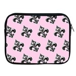 French France Fleur De Lys Metal Pattern black and white antique vintage pink and black rocker Apple iPad 2/3/4 Zipper Cases Front