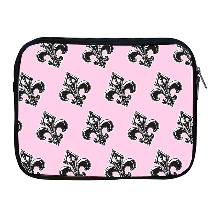 French France Fleur De Lys Metal Pattern black and white antique vintage pink and black rocker Apple iPad 2/3/4 Zipper Cases