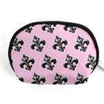 French France Fleur De Lys Metal Pattern black and white antique vintage pink and black rocker Accessory Pouch (Medium) Front