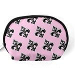 French France Fleur De Lys Metal Pattern black and white antique vintage pink and black rocker Accessory Pouch (Medium) Back