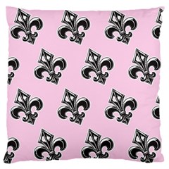 French France Fleur De Lys Metal Pattern Black And White Antique Vintage Pink And Black Rocker Standard Flano Cushion Case (one Side) by Quebec