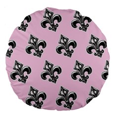 French France Fleur De Lys Metal Pattern Black And White Antique Vintage Pink And Black Rocker Large 18  Premium Flano Round Cushions