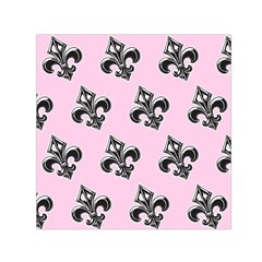 French France Fleur De Lys Metal Pattern Black And White Antique Vintage Pink And Black Rocker Small Satin Scarf (square) by Quebec