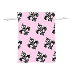 French France Fleur De Lys Metal Pattern Black And White Antique Vintage Pink And Black Rocker Lightweight Drawstring Pouch (l) by Quebec