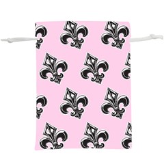 French France Fleur De Lys Metal Pattern Black And White Antique Vintage Pink And Black Rocker  Lightweight Drawstring Pouch (xl) by Quebec