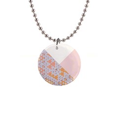 Abstrait Triangles Rose 1  Button Necklace by kcreatif