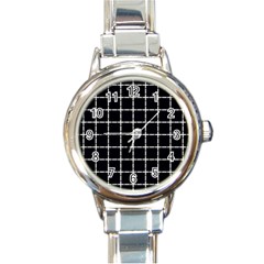 Pattern Carreaux Blanc/noir Round Italian Charm Watch by kcreatif