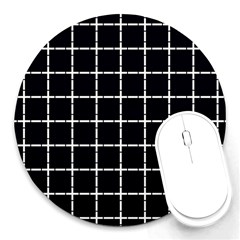 Pattern Carreaux Blanc/noir Round Mousepads by kcreatif