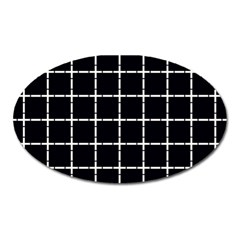 Pattern Carreaux Blanc/noir Oval Magnet by kcreatif