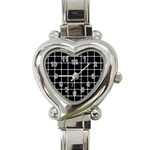 Pattern Carreaux Blanc/Noir Heart Italian Charm Watch Front