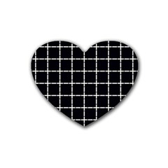 Pattern Carreaux Blanc/noir Heart Coaster (4 Pack)  by kcreatif