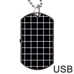 Pattern Carreaux Blanc/noir Dog Tag Usb Flash (one Side) by kcreatif