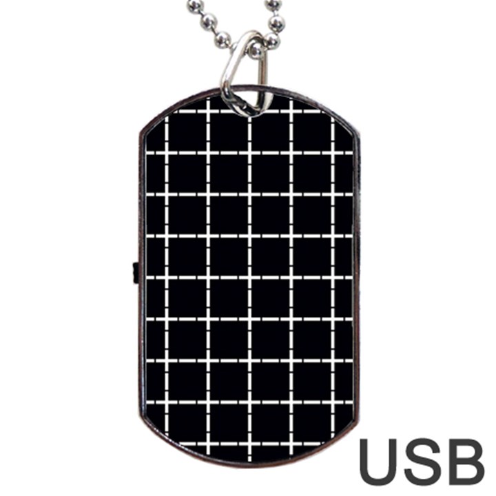 Pattern Carreaux Blanc/Noir Dog Tag USB Flash (One Side)