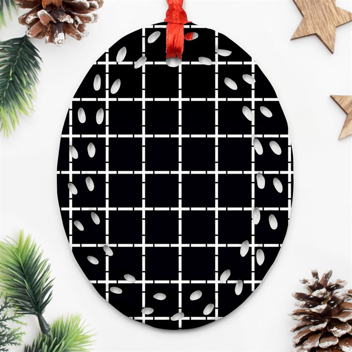 Pattern Carreaux Blanc/Noir Ornament (Oval Filigree)