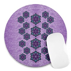 A Gift With Flowers Stars And Bubble Wrap Round Mousepads by pepitasart