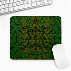 Love The Hearts On Green Large Mousepads by pepitasart